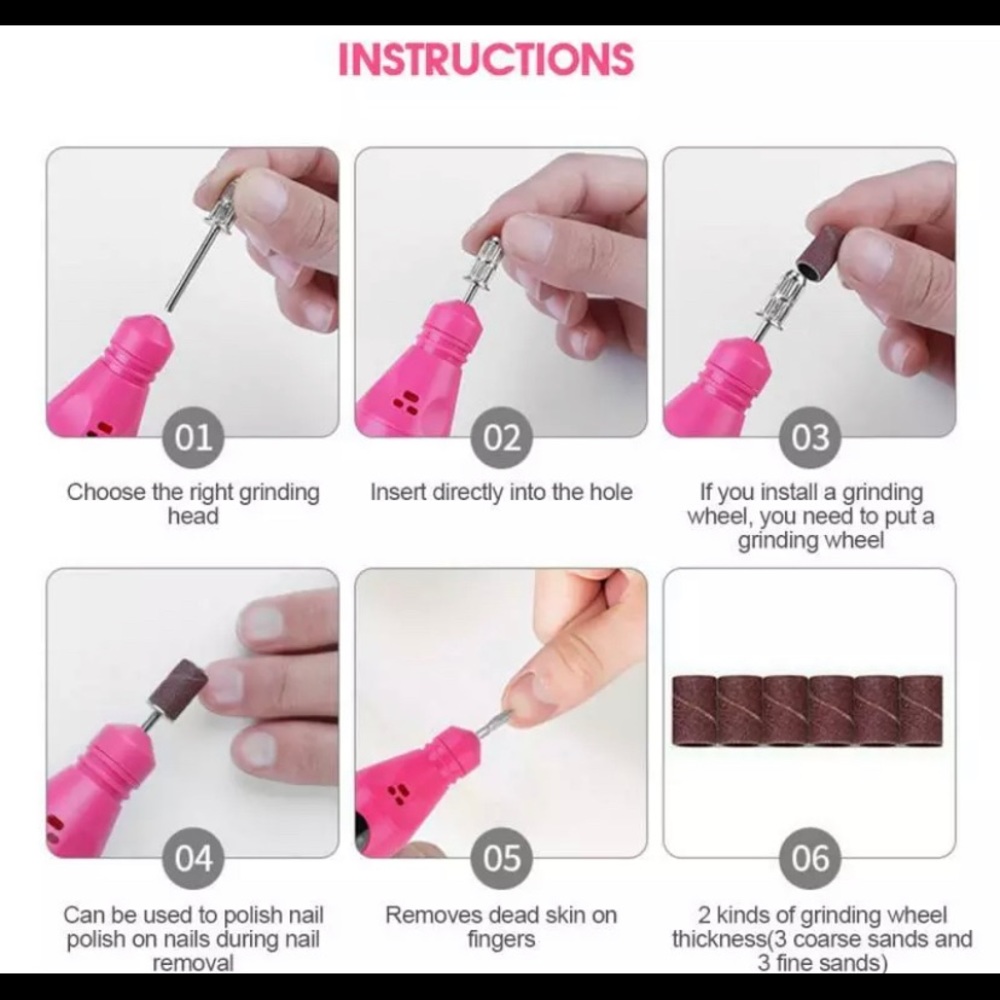 Manicure Electric Nail File Pink - Picture 7 of 9